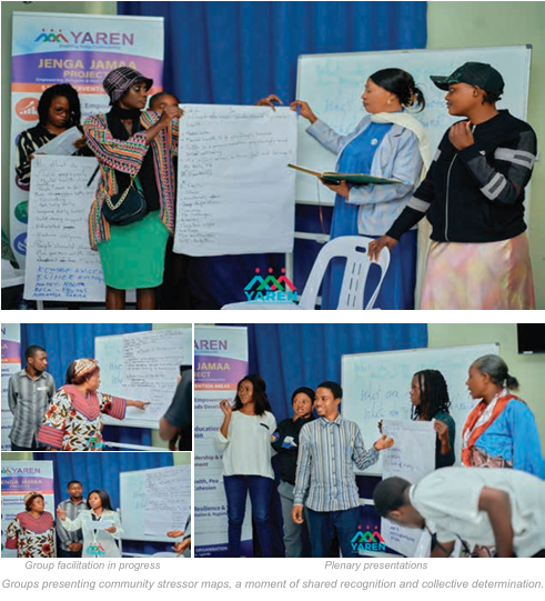 Participants presenting community stressor maps in a plenary session